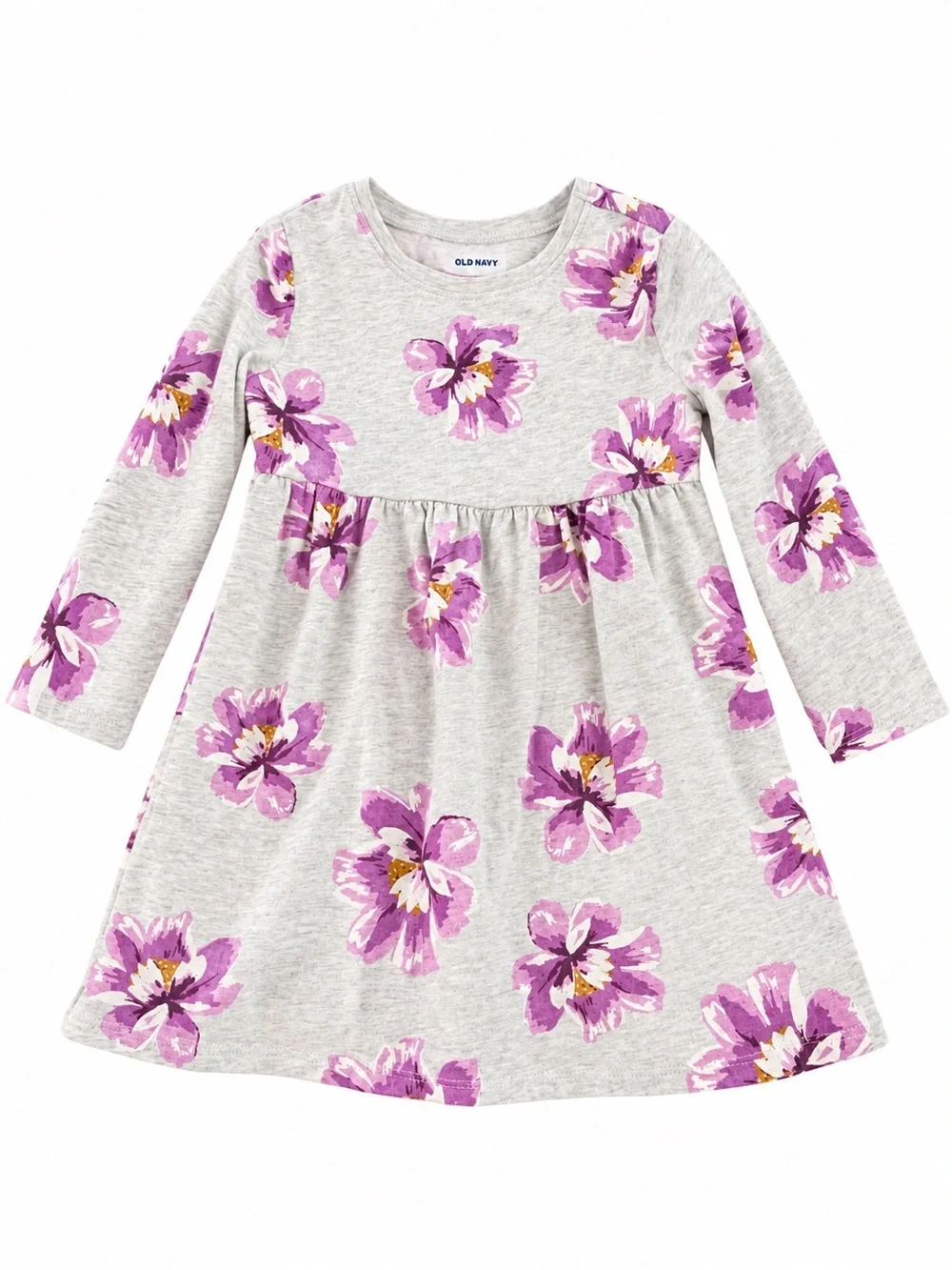 Old Navy Gray Dress with Purple Floral Print